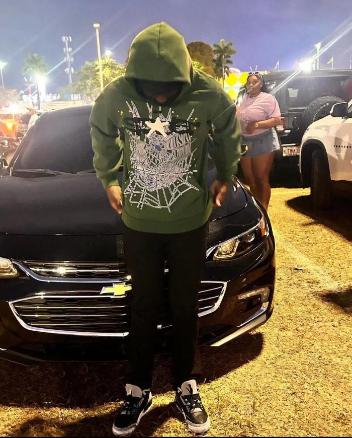1:1 quality version Army Green Starfish Spider Web Hoodie & Pants Set