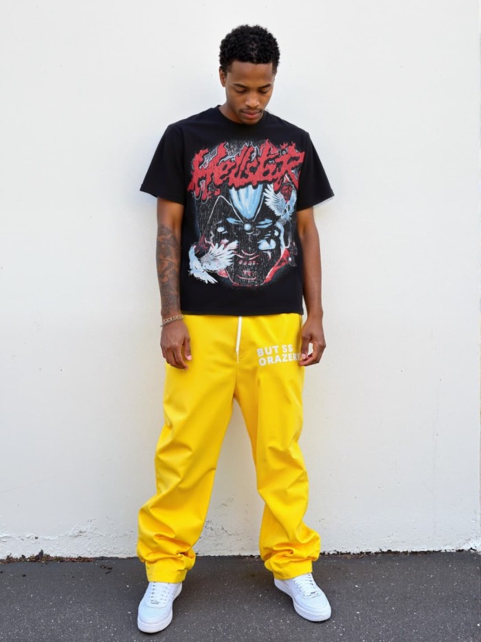 Blue Flame Demon Bird Print Washed Tee 29090186