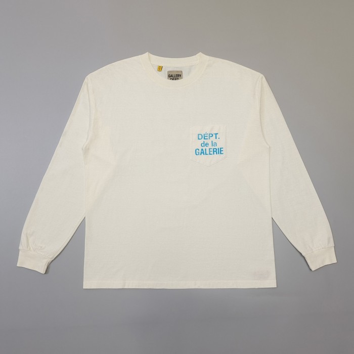 [Big & Tall for weights up to 260 lbs]1:1 quality version Chest Pocket French Letter Logo Long Sleeve T-Shirt 3 colors