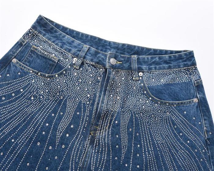 Galaxy Waterfall Rhinestone Wide Leg Jeans 2 colors 29064390