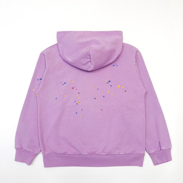 1:1 quality version Light Purple Colorful Stars Spider Web Hoodie & Pants Set