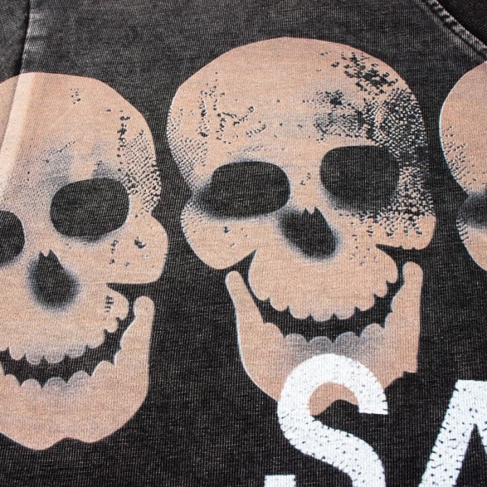 Flame Skull Print Washed Tee 28874711