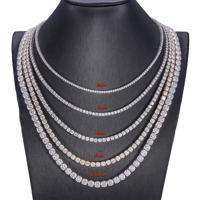 Silver-Set Moissanite 4mm Bracelet/Chain/Necklace 3 colors 28782993