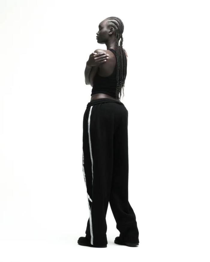[Big & Tall for weights up to 220 lbs]1:1 quality version Silver Brush Rhinestone Black Hoodie & Pants Set 28893166