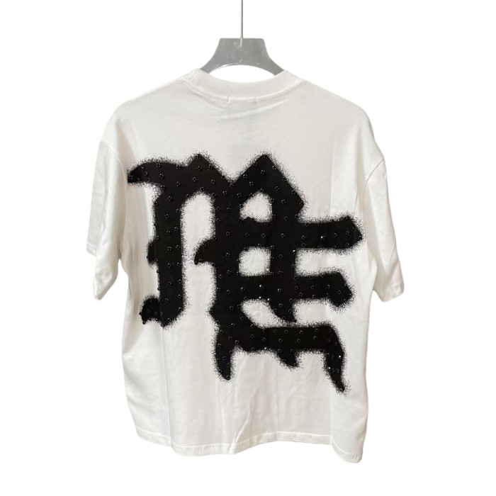 Diamond-Embellished Letter Print Tee 4 colors 28572159