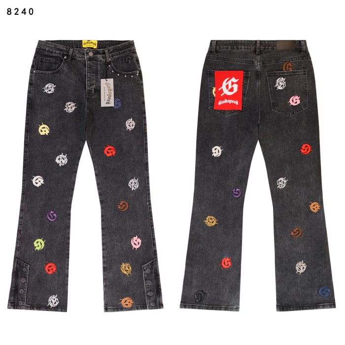 Colorful Logo Letter Embroidered Jeans 3 colors 28680577