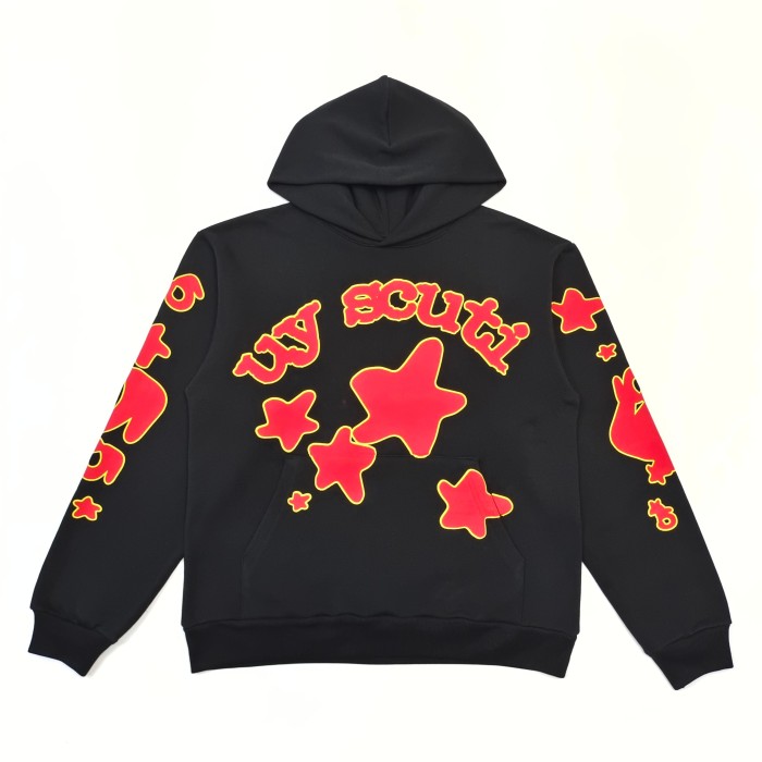 1:1 quality version Yellow-Bordered Letter Print Hoodie 28658094