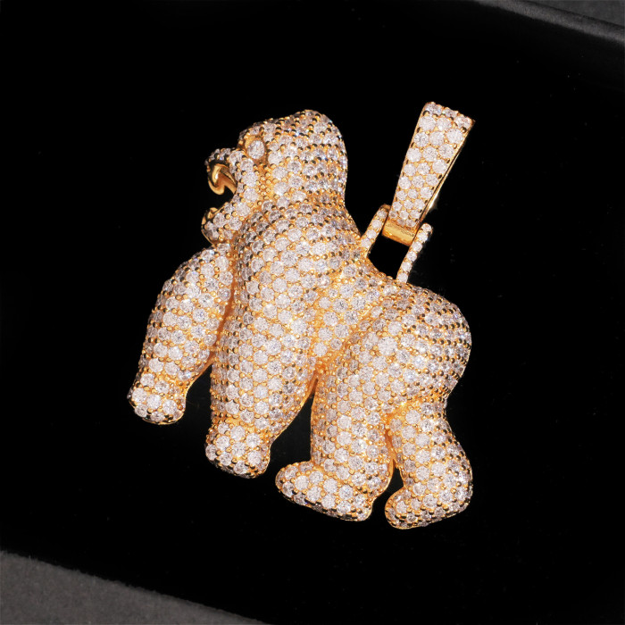 Sterling Silver Gorilla Pendant with Moissanite Stone 2 colors 28777545