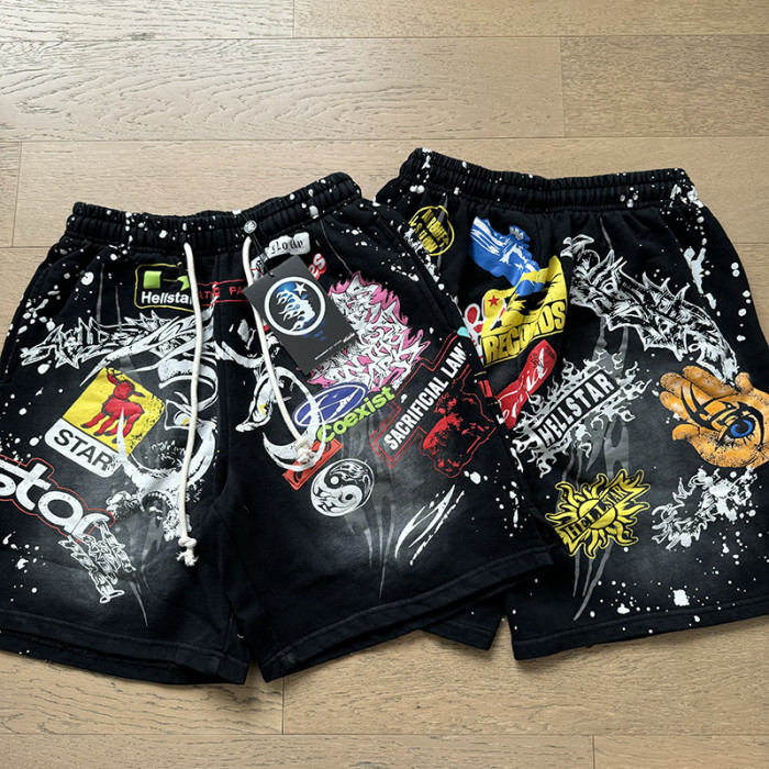 Trendy Graffiti Slogan Print Washed Shorts 29043463