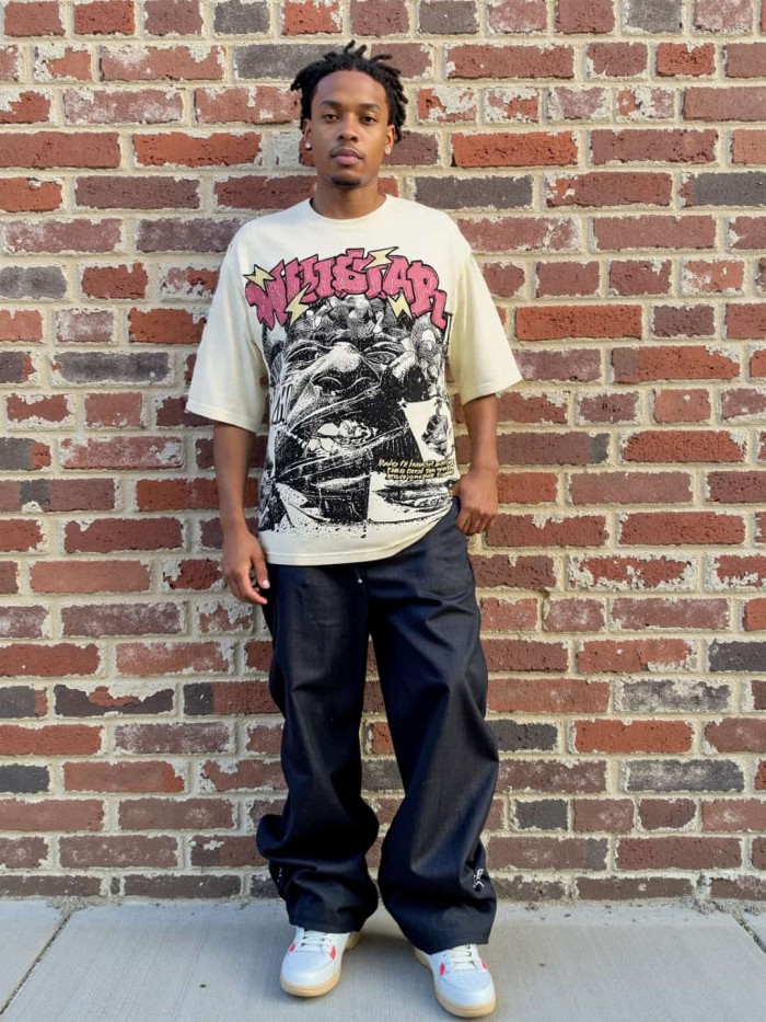 Money-Worshipping Sketch Portrait Print Washed Tee 29090167