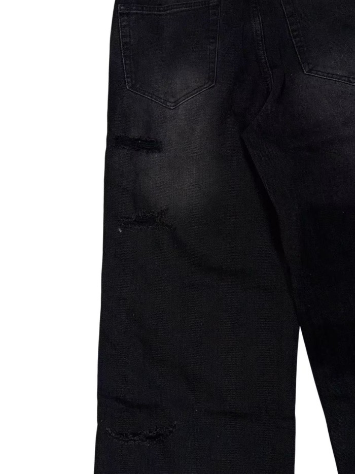 1:1 quality version Side Leather Bone Rivet Color Diamond Wide Leg Jeans 3 colors 29080658