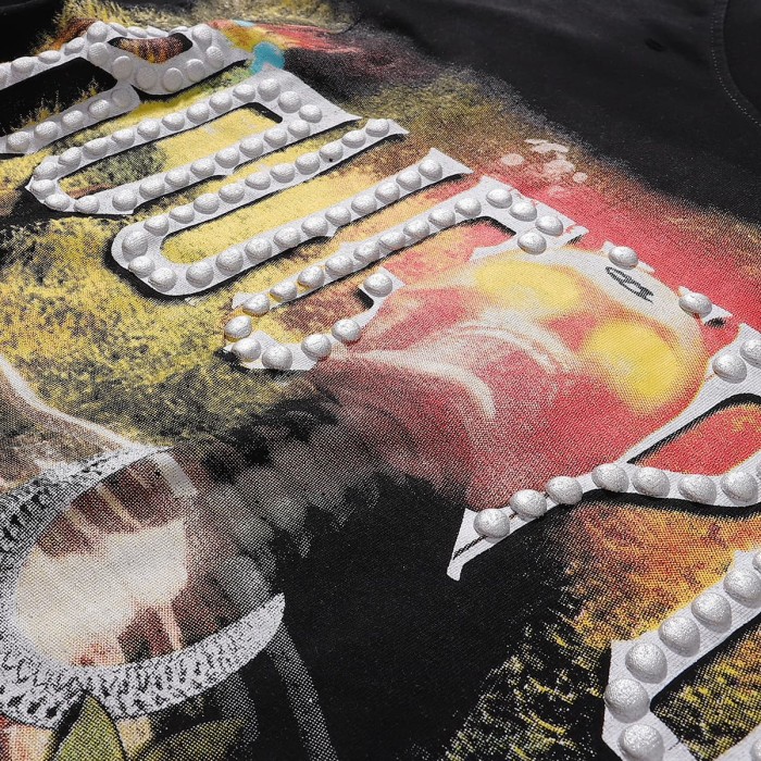 Rose Skull Silver Hot Stamping Print Washed Version Long Sleeve T-Shirt 28758380