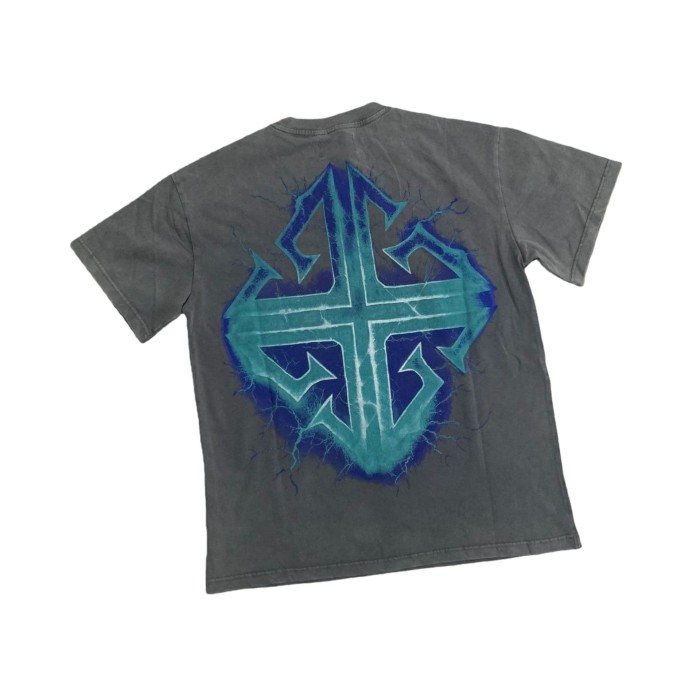 Lightning Skull Print Washed Version Tee 2 colors 28748597
