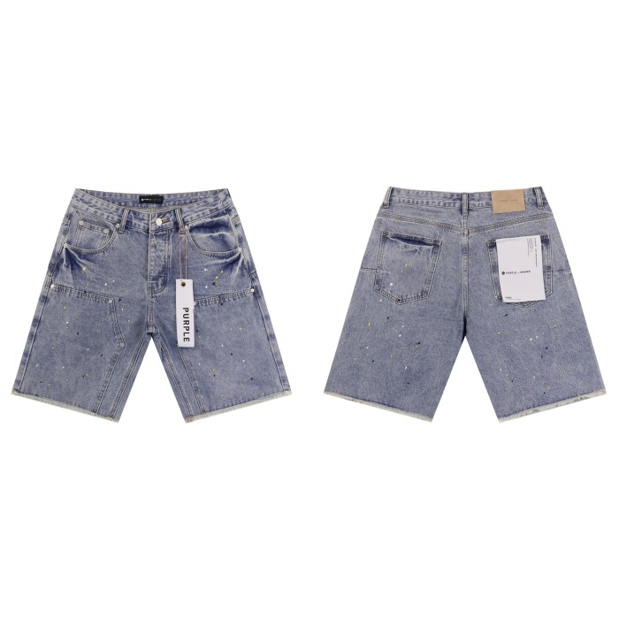 28136466 Splash Ink Raw Edge Denim Shorts 3 colors