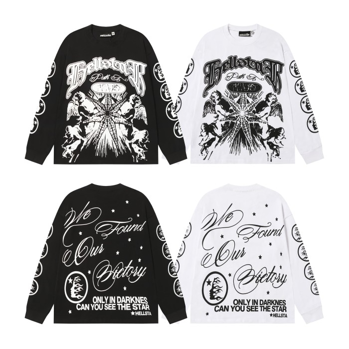 Seven-point Star Angel Print Long Sleeve T-Shirt 2 colors 28704408