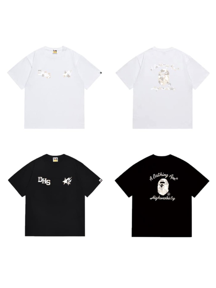 Lightning star camouflage ape man letter print T-shirt 2 colors 29060443