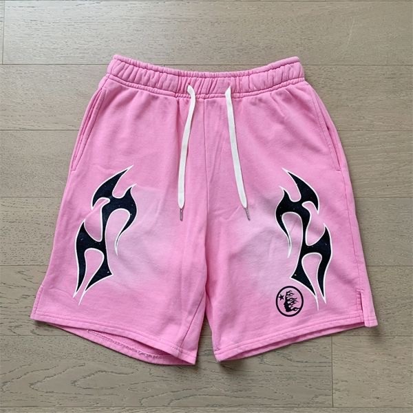 Side Sharp Black Flame Print Washed Shorts 3 colors 29043466