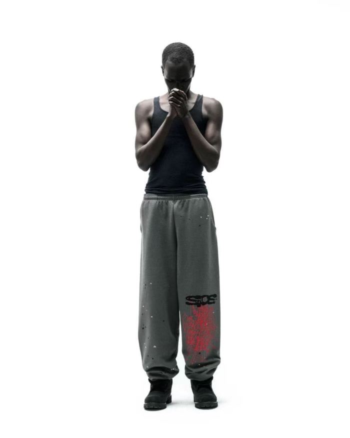 [Big & Tall for weights up to 220 lbs]1:1 quality version White Starfish Red Net Print Hoodie & Pants Set 28974023