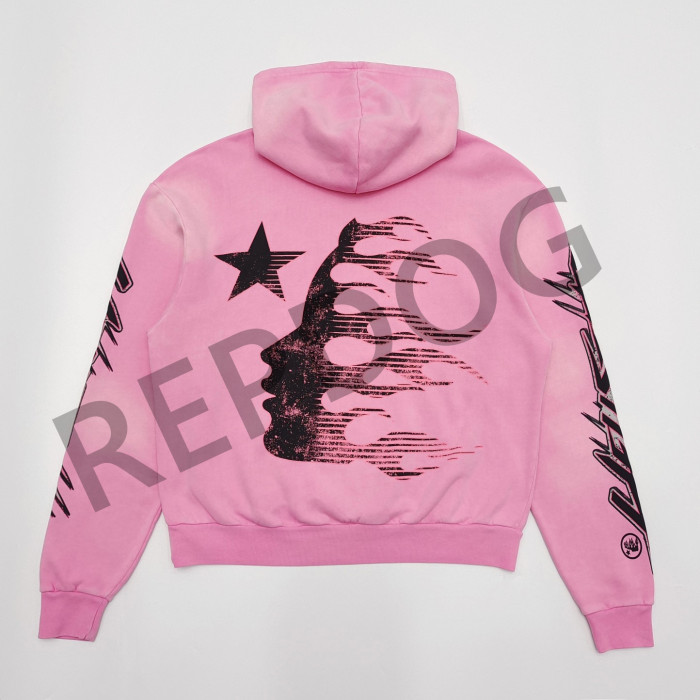 [Big & Tall for weights up to 260 lbs][Including comparative images of RepDog and other seller]1:1 quality version Pink Future Flame Washed Hoodie