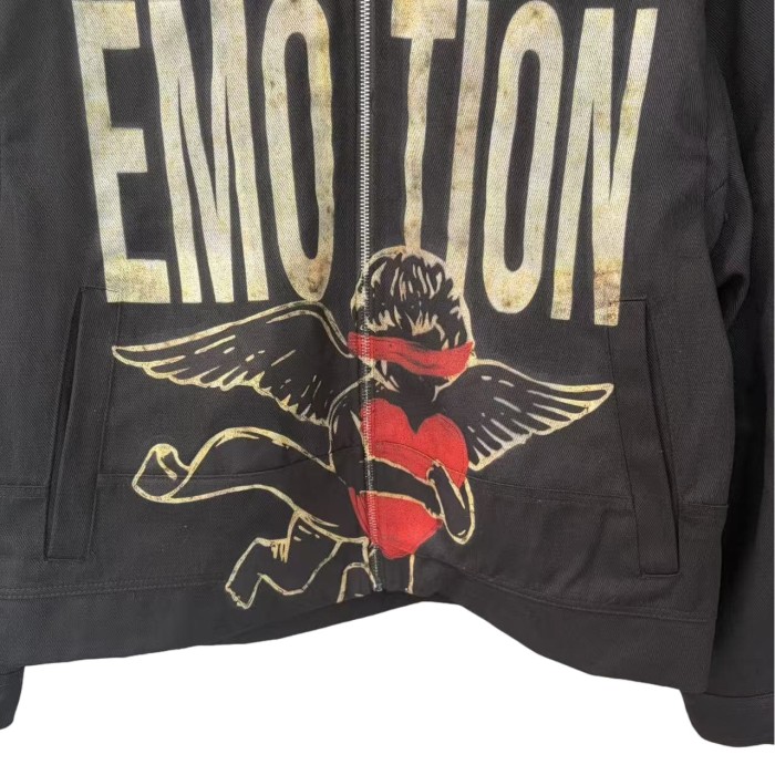 Masked Angel Heart Print Detachable Sleeve Zipper Jacket 28755454