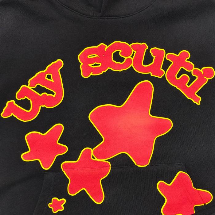 1:1 quality version Yellow-Bordered Letter Print Hoodie 28658094