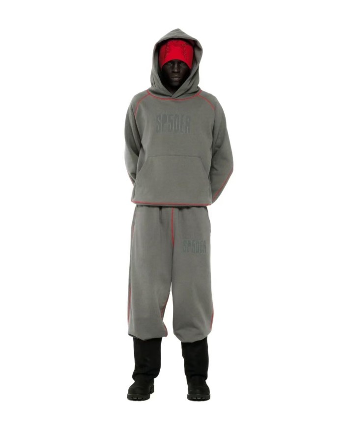 [Big & Tall for weights up to 220 lbs]1:1 quality version Red Stripe Letter Print Hoodie & Pants Set 28777395