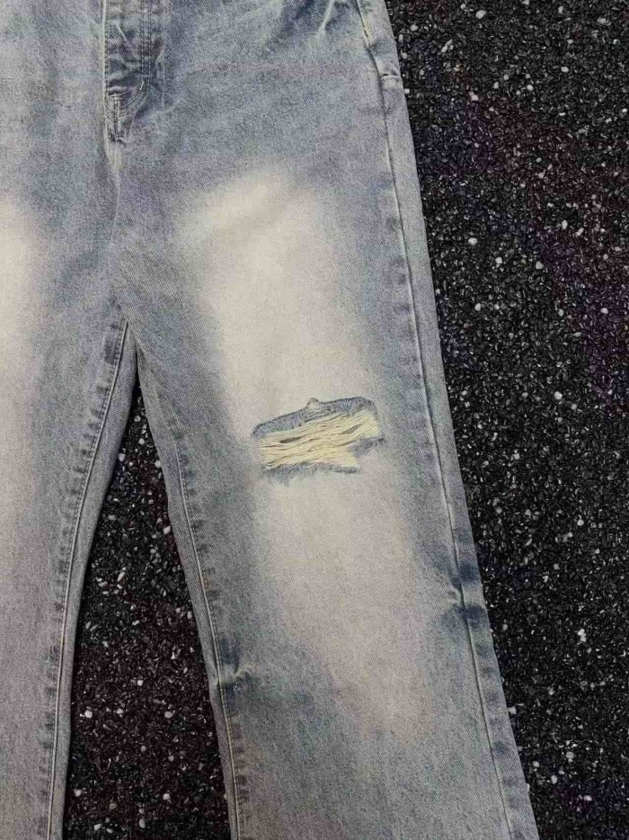 1:1 quality version Classic Stitched Ripped Washed Flared Jeans 29080665