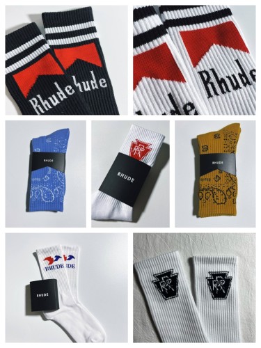1:1 quality version Classic Cigarette Box Logo Cashew Flower Embroidered Mid Calf Socks 7 colors