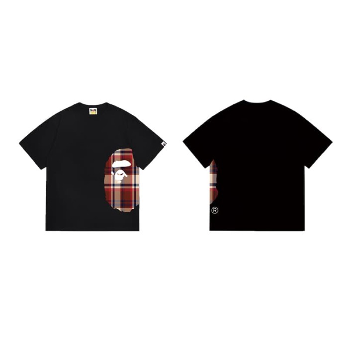 Classic plaid head short sleeved shirt on the side T-shirt 2 colors 29053500