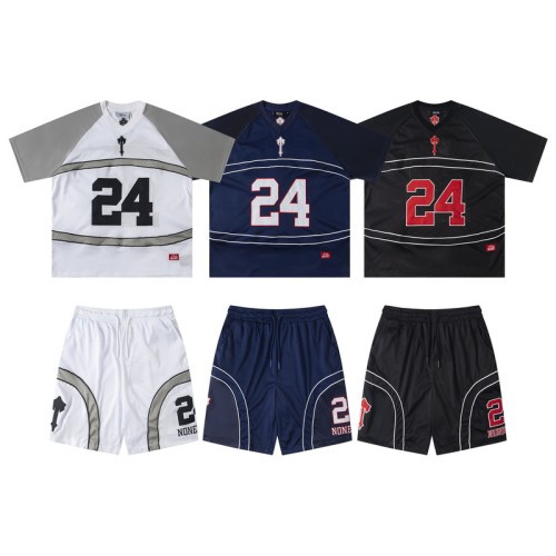 American Street Style 24 Printed Mesh Basketball Jersey Tee & Shorts Set 3 colors 29080466
