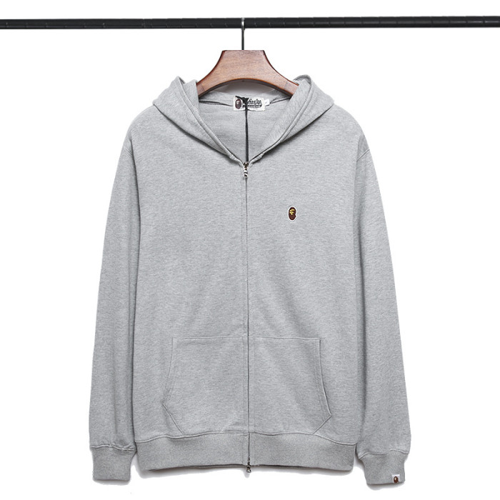 Ape Head Embroidered Small Label Solid Color Zip Hoodie 5 colors