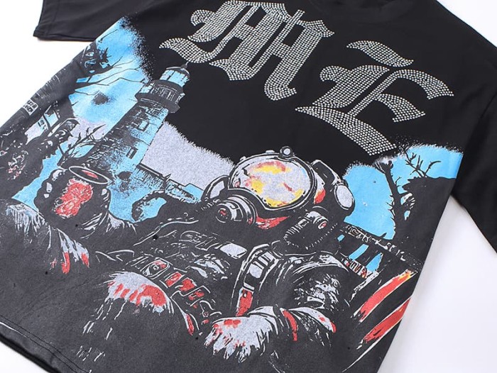Lighthouse Diver Rhinestone Print Tee 2 colors 29105627