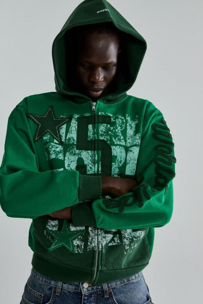 [Big & Tall for weights up to 220 lbs]1:1 quality version Patchwork Embroidery Rhinestone Five-Pointed Star hoodie 28478613