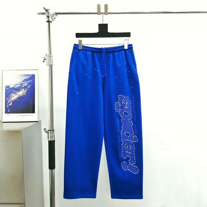 [Big & Tall for weights up to 220 lbs]1:1 quality version Rhinestone Blue Letter Royal Blue Print Hoodie & Pants Set 29045597