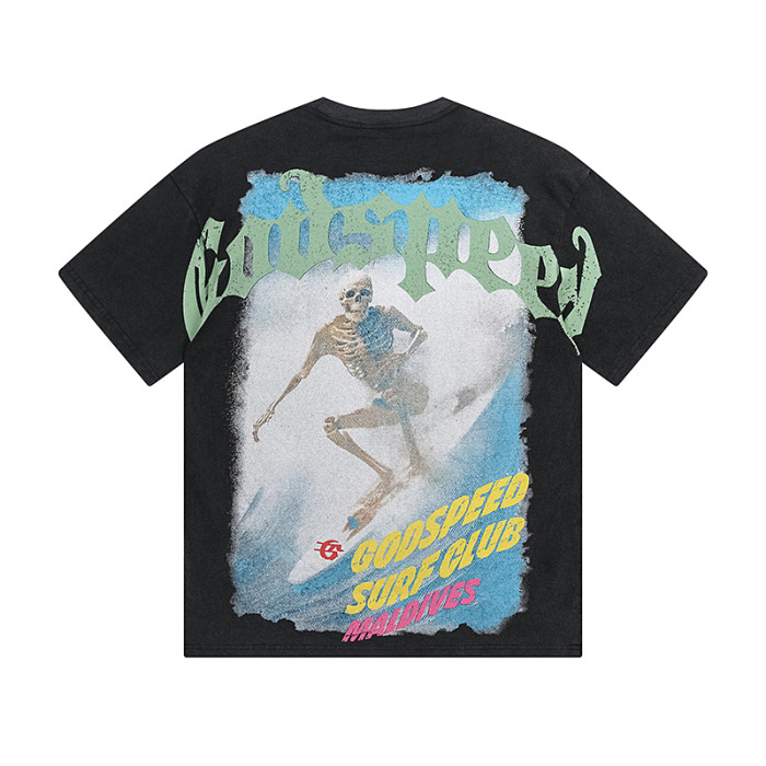 Skeleton Surf Club double-sided printed vintage washed T-shirt 29038286