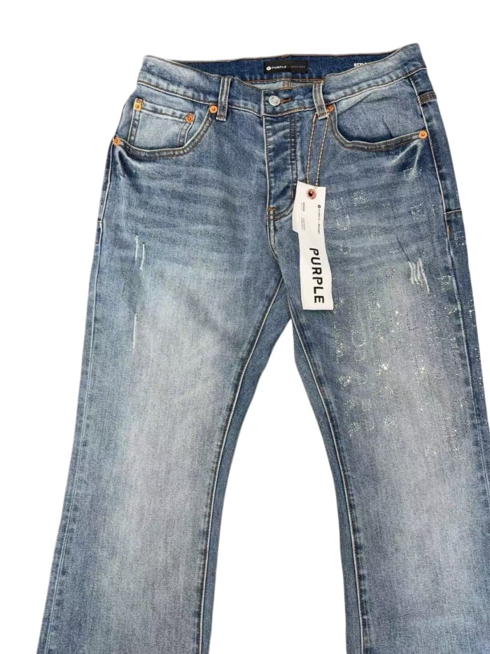 1:1 quality version Light Blue Washed Distressed Flare Jeans 28997711