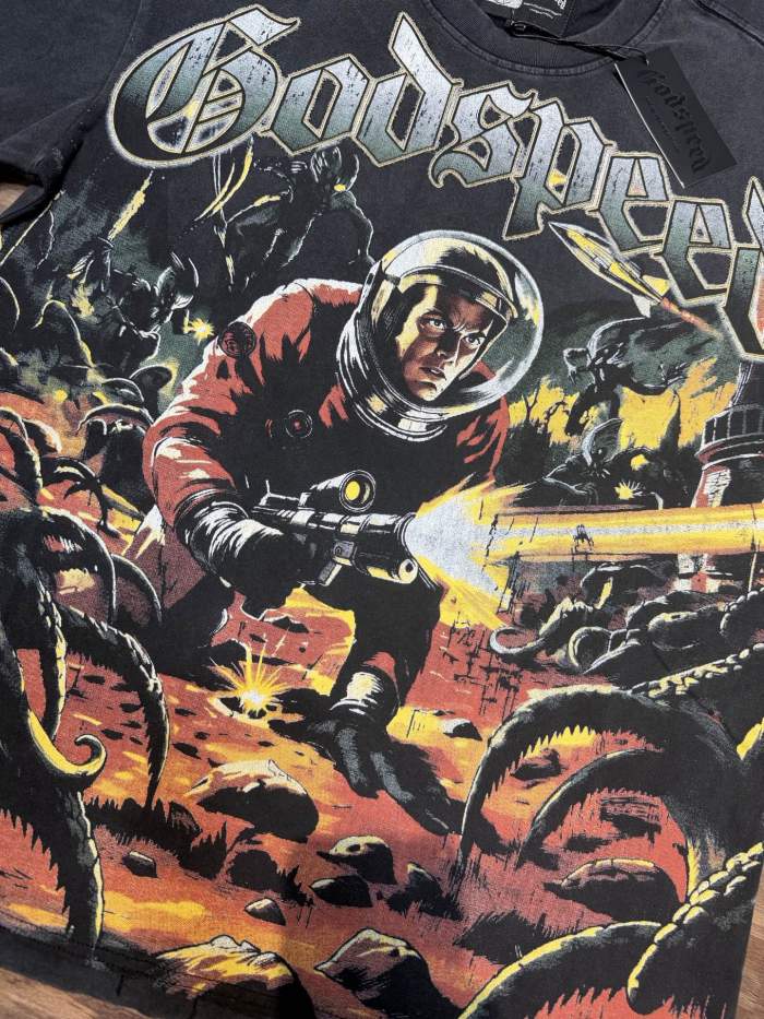 Alien Warrior vintage washed printed short-sleeved shirt 29033392