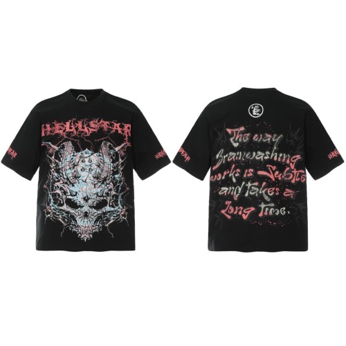 Spiked Demon Skull Print Washed Tee 29090179