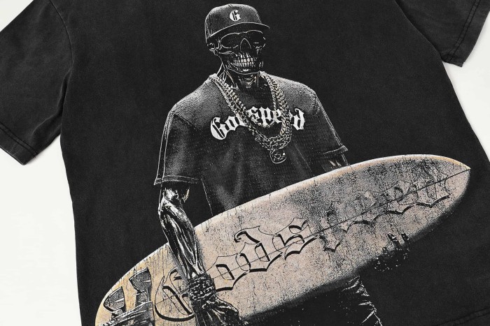 Rock Skull Surfboard Print Washed Version Tee 2 colors 28747525