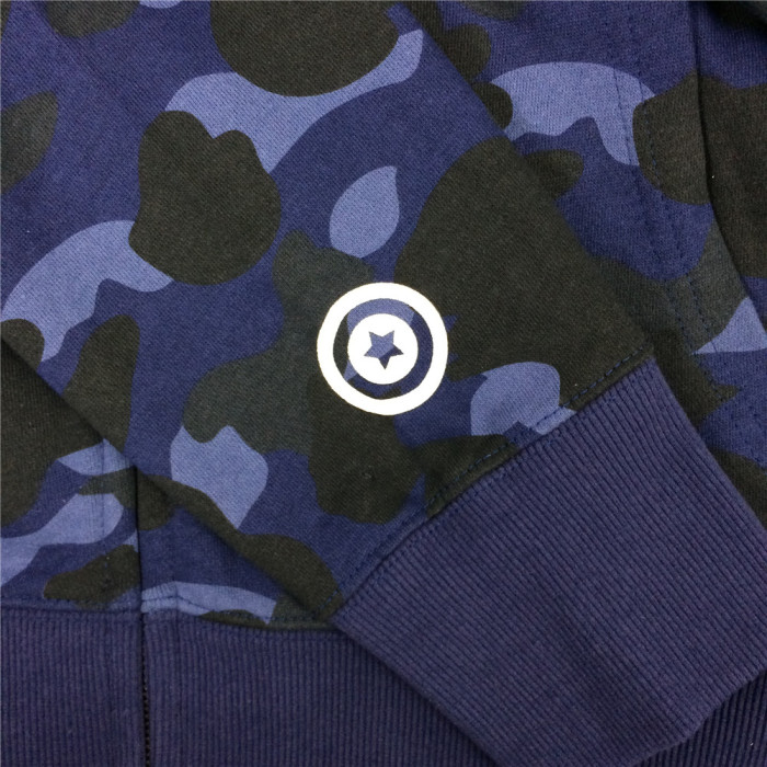 1:1 quality version 1ST OG Blue Full Camo Shark Full Zip up Hoodies
