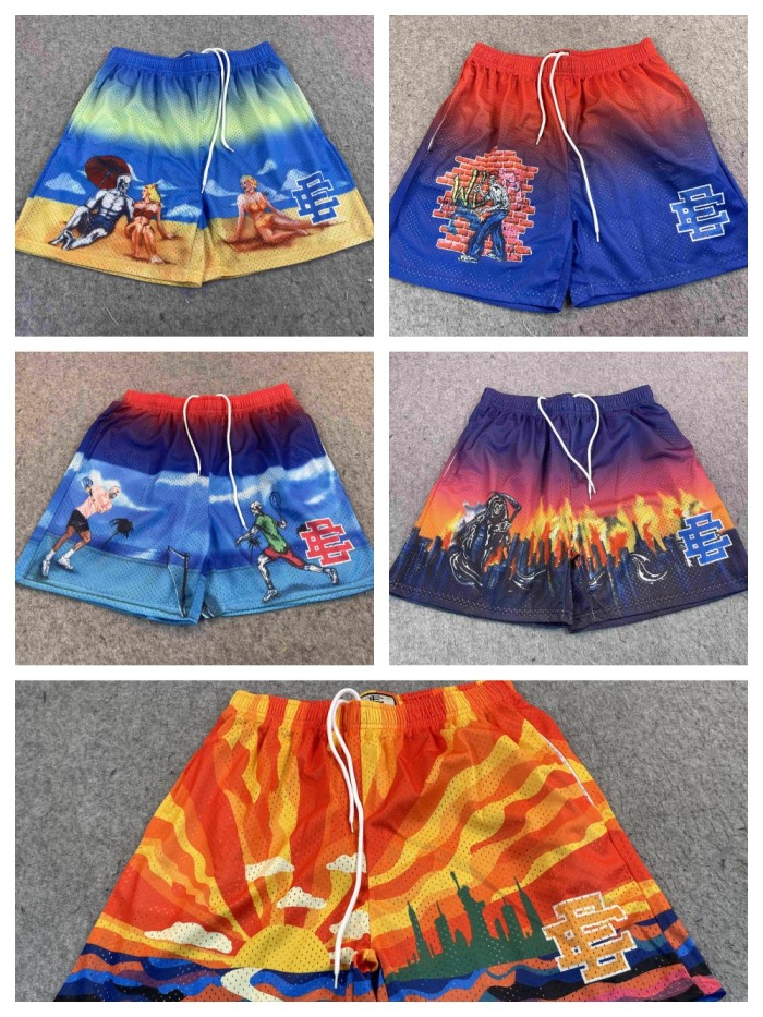 Illustration style quick-drying mesh shorts 5 colors