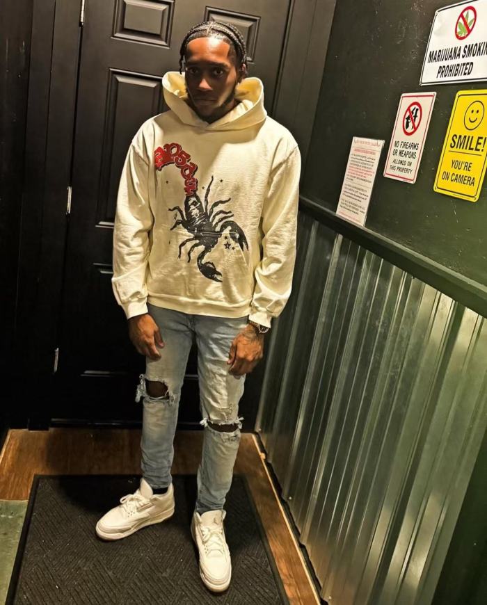 1:1 quality version Black Scorpion Red Letter Print Hoodie & Pants Set