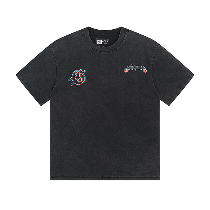 Vacation skull flame black vintage short-sleeved T-shirt 29046917