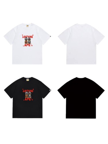 Two shark heads with red lettering and ape print T-shirt 2 colors 29055473