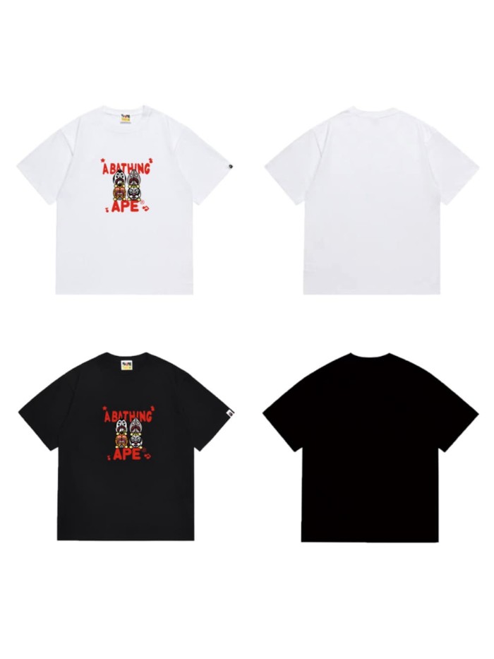Two shark heads with red lettering and ape print T-shirt 2 colors 29055473