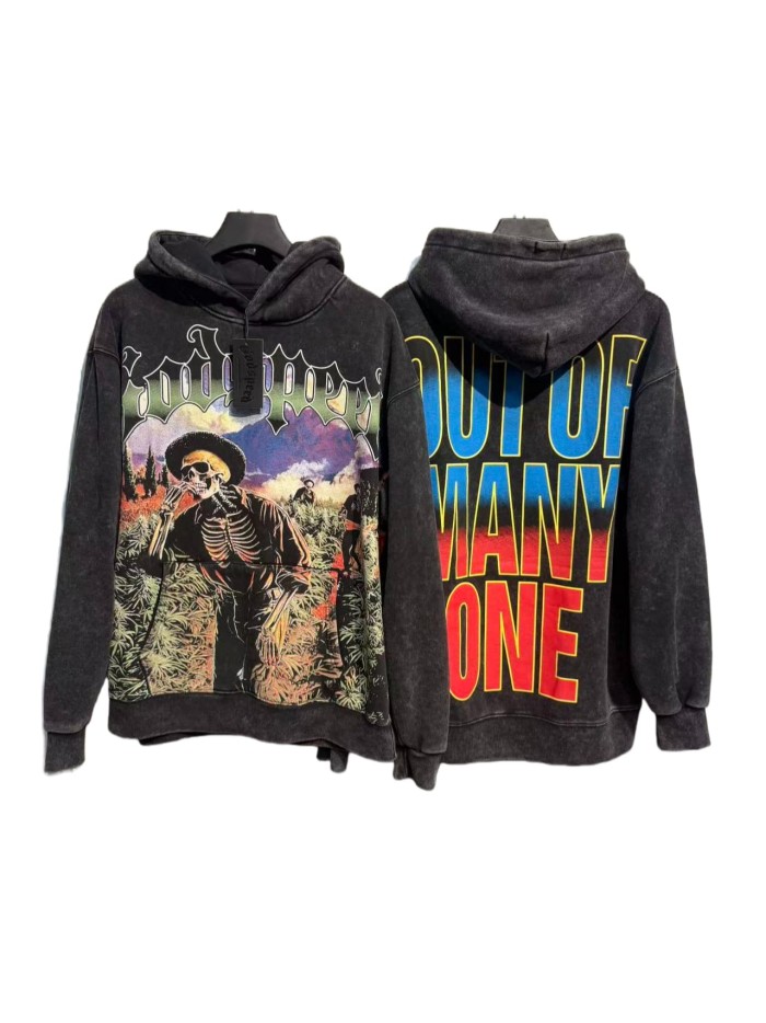 Field Farmer Skull Print Washed Hoodie 2 colors 28696538