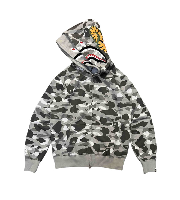 1:1 quality version Monogrammed Appliqued Double Headed Shark Camouflage Zip Hoodie