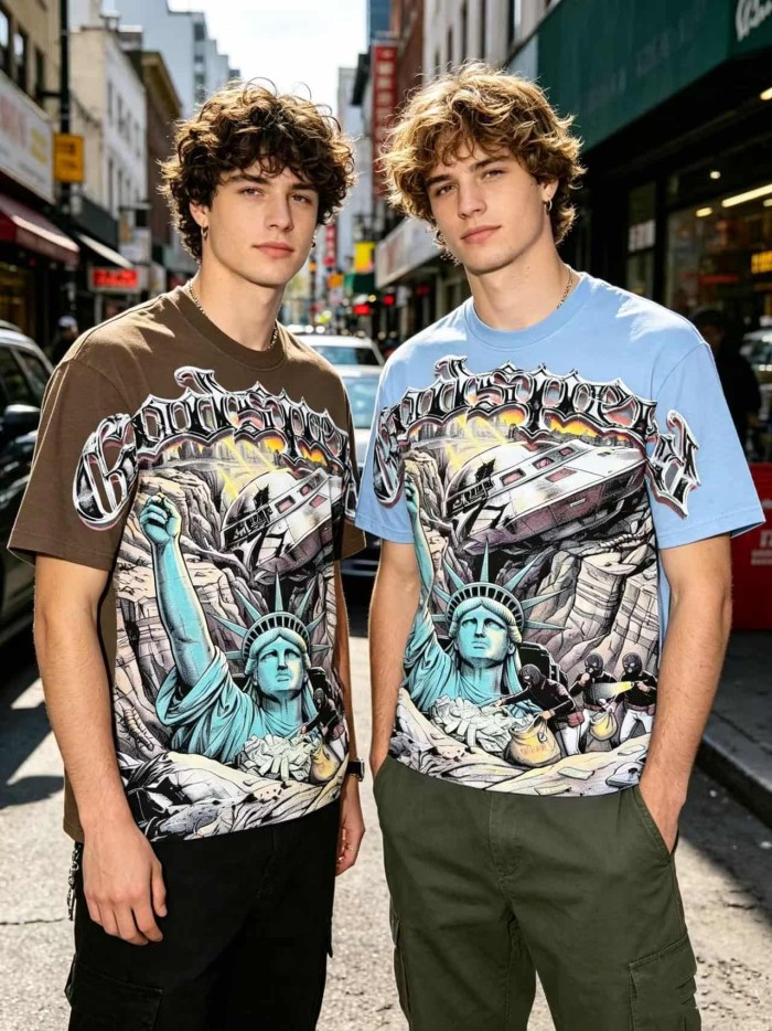 Statue of Liberty UFO Ruins Print Washed Tee 2 colors 29098151