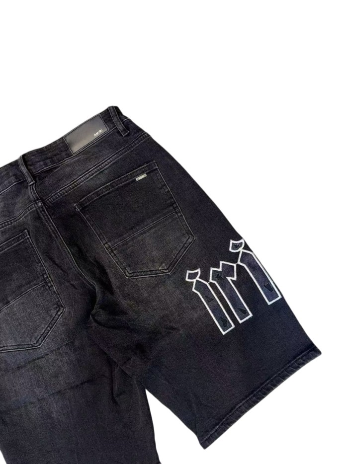 1:1 quality version Reverse Logo Patch Ripped Denim Shorts 28920239