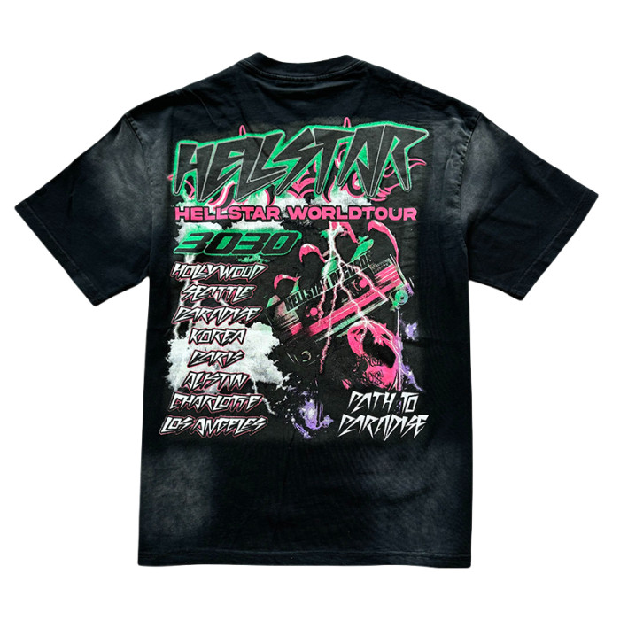 World Tour Letter Print Washed Version Tee